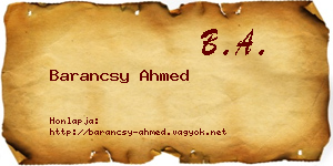 Barancsy Ahmed névjegykártya